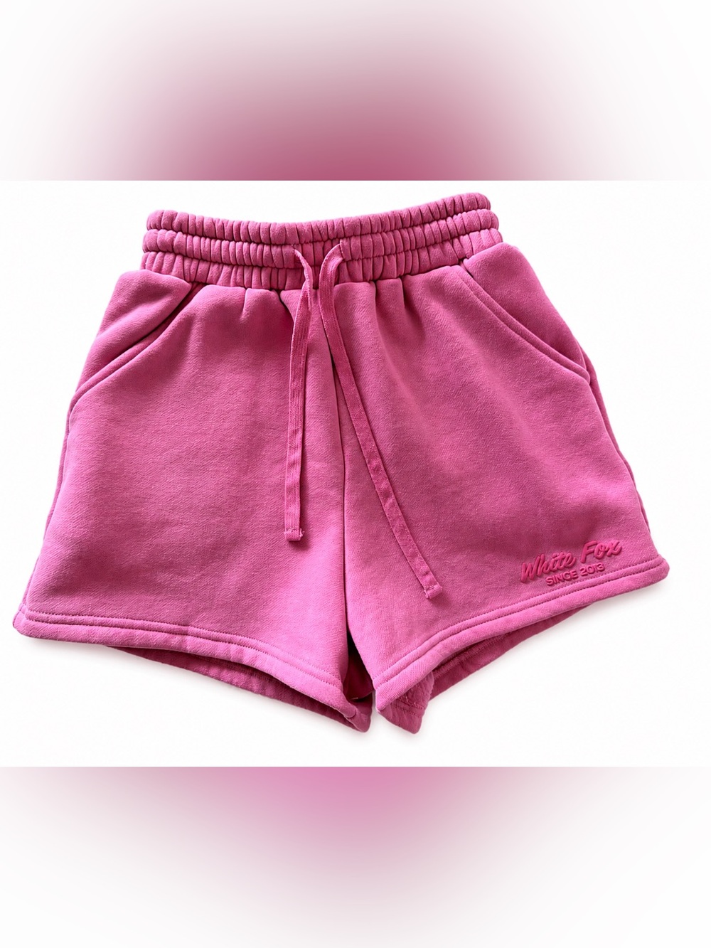 White Fox Lounge Shorts Pink Pockets Drawstring